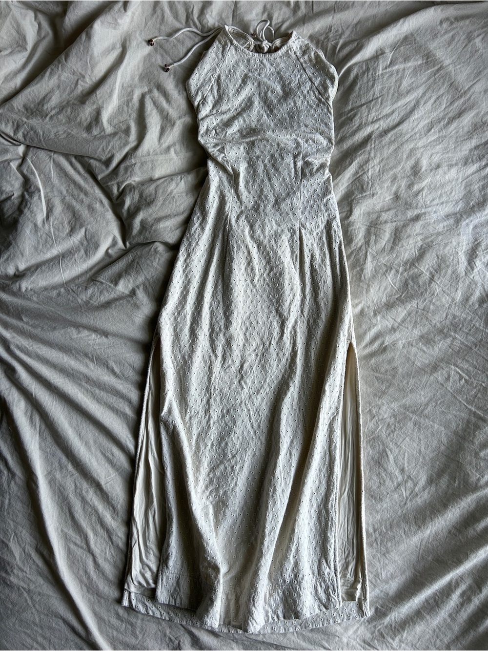 Free People Cream Eyelet Halter Maxi Dress Small